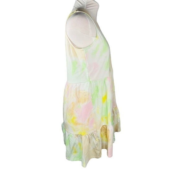 love,fire baby doll dress tiered sleeveless baby tie dye green pink Size XL - Picture 4 of 14